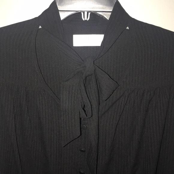 Women’s Sheer Black Blouse W/Bow Tie front - Picture 3 of 3